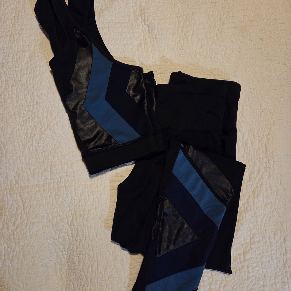 Kimberly C Black and Blue Activewear Set